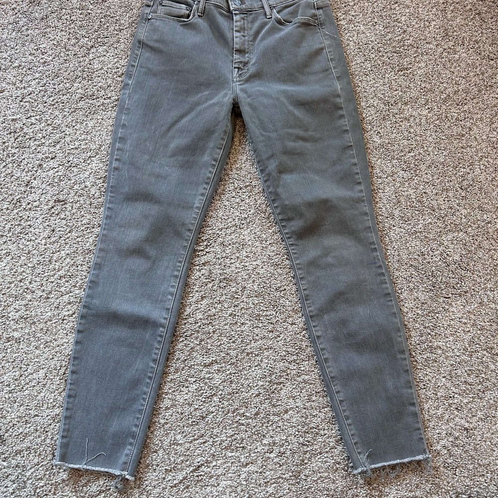 MOTHER Gray Ankle Crop Jeans